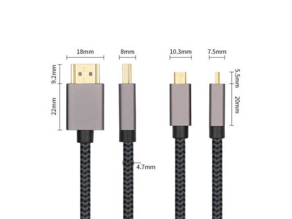 Micro HDMI to HDMI male to male cablesize
