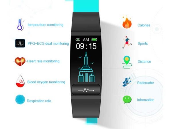 Smart-band-watch-Temperature-Heart-rate-Spo2-ECG--IP67(features)