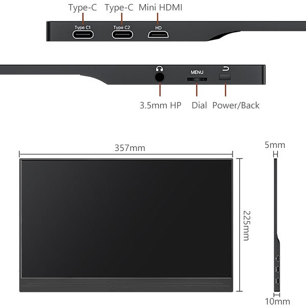 1080p portable monitor(size&intefaces)